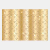 金ゴールドグラムグリッターダイヤモンド&シャンデリア ラッピングペーパーシート (正面)