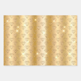 金ゴールドグラムグリッターダイヤモンド&シャンデリア ラッピングペーパーシート