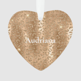 金ゴールドグラムグリッターヒョウ印刷 オーナメント