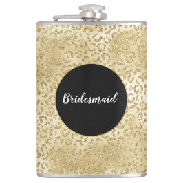 金ゴールドグラムグリッターヒョウ印刷 フラスク