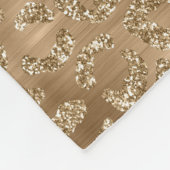 金ゴールドグラムグリッターヒョウ印刷 フリースブランケット (角)