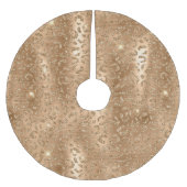 金ゴールドグラムグリッターヒョウ印刷 ブラッシュドポリエステルツリースカート (正面)