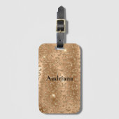 金ゴールドグラムグリッターヒョウ印刷 ラゲッジタグ (正面縦)