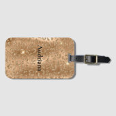 金ゴールドグラムグリッターヒョウ印刷 ラゲッジタグ (正面横)