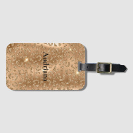 金ゴールドグラムグリッターヒョウ印刷 ラゲッジタグ