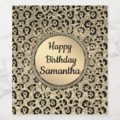 金ゴールドグラムグリッターヒョウ印刷 ワインラベル (シングルラベル)