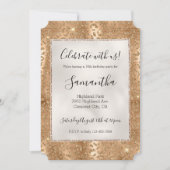 金ゴールドグラムグリッターヒョウ印刷 招待状 (正面)