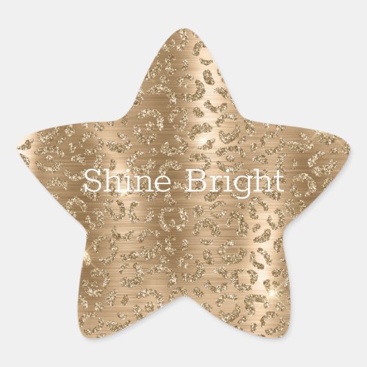 金ゴールドグラムグリッターヒョウ印刷 星シール (正面)