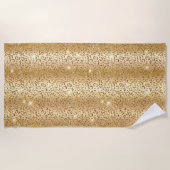 金ゴールドグラムグリッターヒョウ ビーチタオル (正面)