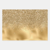 金ゴールドグラムグリッターヒョウ ラッピングペーパーシート (正面)