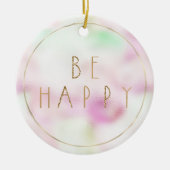 金ゴールドグラムグリッターベハッピーミントピンク絞り染め セラミックオーナメント (正面)