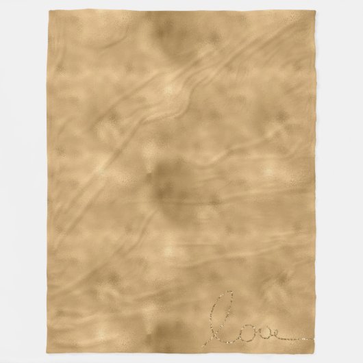 金ゴールドグラムグリッターラブ フリースブランケット (正面)