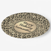 金ゴールドグラムグリッターレオパードプリント紙プレート ペーパープレート (アングル)