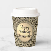 金ゴールドグラムグリッターレオパードプリント紙 紙コップ (正面)