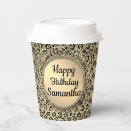 金ゴールドグラムグリッターレオパードプリント紙 紙コップ