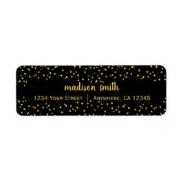 金ゴールドグラムグリッター紙吹雪 |ブラック差出人住所 ラベル