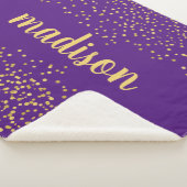 金ゴールドグラムグリッター紙吹雪 |紫パーソナライズされた色 シェルパブランケット (3/4)