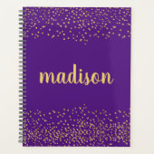 金ゴールドグラムグリッター紙吹雪 |紫パーソナライズされた色 プランナー手帳 (正面)
