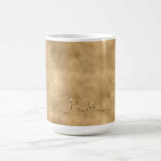 金ゴールドグラムグリッツグリッターラブハート コーヒーマグカップ (中央)