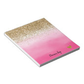 金ゴールドグラムグリッツスパークルグリッターピンクウォーター色 ノートパッド (アングル)