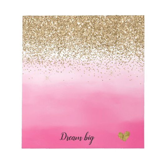 金ゴールドグラムグリッツスパークルグリッターピンクウォーター色 ノートパッド (正面)