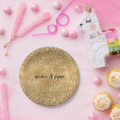 金ゴールドグラムグリッツゼブラプリントフェイクグリッター ペーパープレート (パーティー)