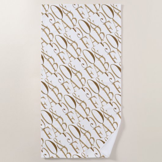 金ゴールドグラムグリッツ50と素晴らしいパターン ビーチタオル (正面)