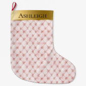 金ゴールドグラムシかわいらしックピンククリスマス ラージクリスマスストッキング (正面)