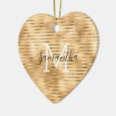 金ゴールドグラムストライプズパーソナライズされたモノグラム セラミックオーナメント (左)