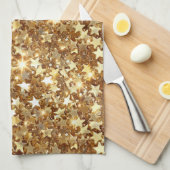 金ゴールドグラムスパークルスター キッチンタオル (四つ折り)