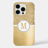 金ゴールドグラムスパークルモノグラム Case-Mate iPhoneケース (裏面)