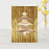 金ゴールドグラムティンセルメリークリスマスツリー カード (黄色い花)