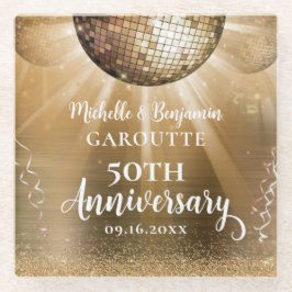 金ゴールドグラムディスコ結婚ボール50周年記念 ガラスコースター
