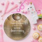 金ゴールドグラムディスコ結婚ボール50周年記念 ペーパープレート (パーティー)