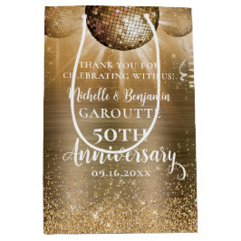 金ゴールドグラムディスコ結婚ボール50周年記念 ミディアムペーパーバッグ