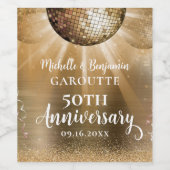 金ゴールドグラムディスコ結婚ボール50周年記念 ワインラベル (シングルラベル)