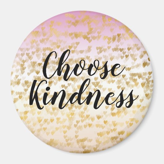 金ゴールドグラムハート紙吹雪ピンクピーチグラデーション マグネット (正面)