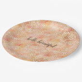 金ゴールドグラムピガーリーーチピンク赤面レオパードプリント ペーパープレート (アングル)