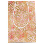 金ゴールドグラムピガーリーーチピンク赤面レオパードプリント ミディアムペーパーバッグ (正面)