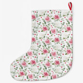 金ゴールドグラムピンクホワイトフローラハートクリスマス ラージクリスマスストッキング (裏面)