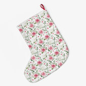 金ゴールドグラムピンクホワイトフローラハートクリスマス ラージクリスマスストッキング (裏面 (吊り時))