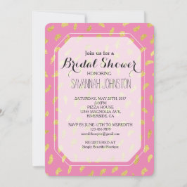 金ゴールドグラムピンク抽象芸術ブライダルシャワー 招待状