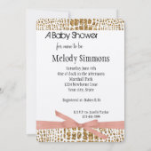 金ゴールドグラムフェイクグリッターアリゲータープリントベビーシャワー 招待状 (裏面)