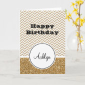 金ゴールドグラムフェイクグリッターシェブロン カード (黄色い花)