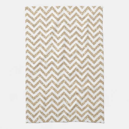 金ゴールドグラムフェイクグリッターシェブロン キッチンタオル (縦)