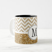 金ゴールドグラムフェイクグリッターシェブロン ツートーンマグカップ (正面左)