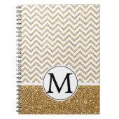 金ゴールドグラムフェイクグリッターシェブロン ノートブック (正面)