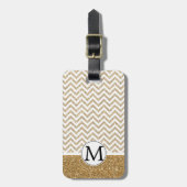金ゴールドグラムフェイクグリッターシェブロン ラゲッジタグ (正面縦)