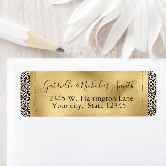 金ゴールドグラムブラックレオパード印刷 ラベル (インサイチュ)