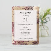 金ゴールドグラムブルゴーニュハート誕生日 招待状 (スタンド正面)